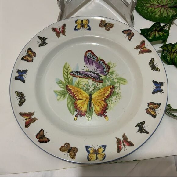 Tabletops Unlimited Butterflies Dinner Plate 10 5/8 Florals Butterfly Border A2 - Picture 5 of 7